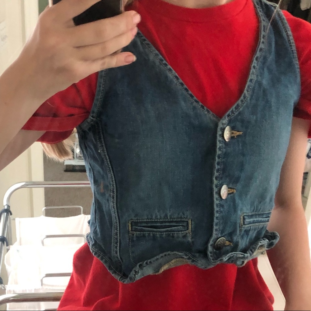 Cropped denim vest